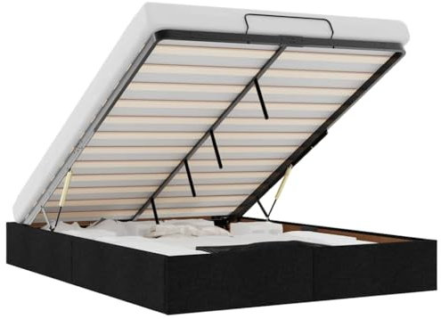 vidaXL Ottoman-Bett ohne Matratze Schwarz 140x200 cm Stoff, Bettrahmen, Bettgestell mit Stauraum, Polsterbett, Bettgestell, Bettrahmen mit Stauraum