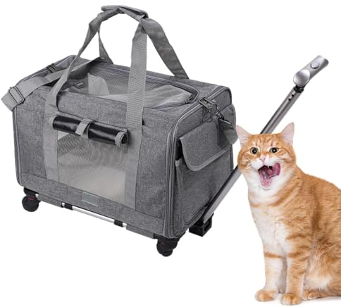 Katzentransportbox groß - Reisetasche für Hunde | Katzentransportbox mit Rädern, Reisetasche für kleine Hunde, weiches Rollen, von der Fluggesellschaft zugelassen