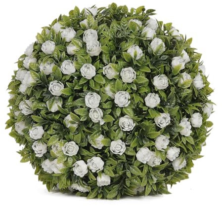 RUANLOV Buchsbaumkugeln KüNstlich, Naturgetreue Kunstpflanze Buchsbaumkugel, Wetterfeste Buchsbaumkugel für Hochzeit, Robuste KugelföRmige Gartenpflanzen, Moderne Gartendekoration (H 20cm/7.9in)