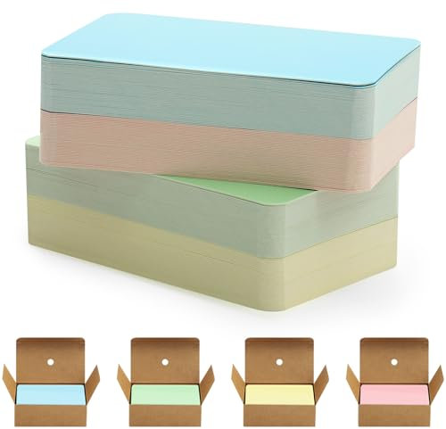 Omtofo 400 Stück Blanko Papier Karten, 9 x 5.4cm Kraftpapier Karten, Bunte Karteikarten, Karteikarten Blanko für Graffiti, Nachricht, Lernen, Heimwerken, Gedächtnis(4 Farben)