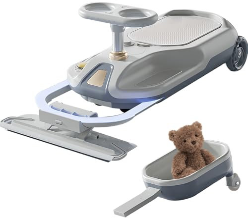 Cleaning Go Kart for Kids, Ride On Mop Floor Cleaner Go Carts with 360° Rotatable Steering Wheel and Removable Mop Head, Extra Storage Space, 12V45A/12V7A Large Battery, Controllable Speed