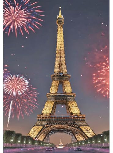 DCIDBEI Diamond Painting Eiffelturm Feuerwerk 40x50cm DIY Diamant Gemälde Groß Malen nach Zahlen Paris Eiffelturm Diamond Painting Bilder Groß Diamant Malerei Basteln Landschaft Paris Bastille Day