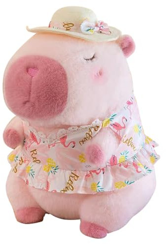 Capybara Plush Toy 23cm Rosa vestito Animali Imbottiti Realistico Capybara Bambola Morbida, Kawaii Capibara Peluche,Regali di Pasqua per i bambini, Natale Stocking Fillers Bambini Ragazzi Ragazze