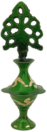 Brass Made Surmadani Kajal Surma Holder for Women, With Surma,Kohl Bottle with Stick, Eye Liner Pot, Brass Surma Dani Box Kajal Holder Islamic Make Up Accessories-3.2 Green