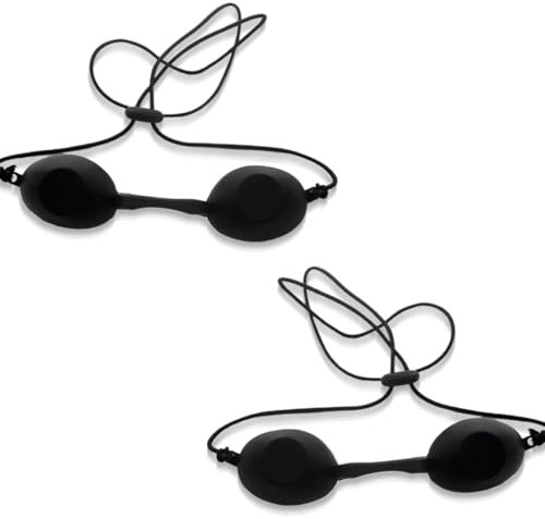 FENQURO 2 Pcs Lunettes Bronzage, lunettes luminothérapie, Lunettes de Solarium, Silicone Souple Durable Confortable, Lunettes de Protections Noir Convient à la Clinique de Beauté ou à la Maison