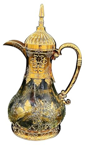 harayaa Arabische Kaffeekanne Teekessel vielseitig 1600 ml große Kapazität Kaffeemaschine arabische Teekanne für Festival -Feiertagscamping, Gold