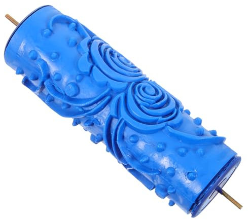 jojofuny Farbrolle Maserungsdruckrolle Gummi Blau Mit Blumenmuster Wanddekoration Strukturwalzen Tool Für Heim Dekoration