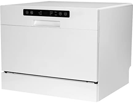 6 Piece Fully Automatic Countertop Dishwasher 5 Wash Modes Home Builtin Washer Dryer Cabinet (Color : White, Size : 450 * 500 * 550mm)