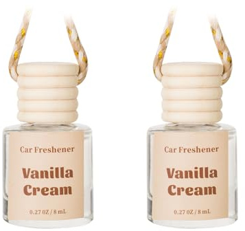 Car Air Fresheners For Men, Hanging Car Scent Air Freshener, Essential Oil Diffuser, Vanilla Cream Fragrance Oil Air Diffuser, 2 Pack
