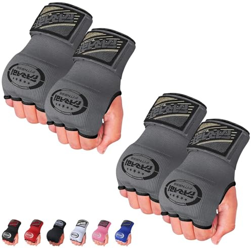 Farabi Sports sous-Gants Enfants Bandes de Boxe Hommes et Femmes | Bandage Entraînement MMA Muay Thai (Gris (Lot Enfants de 2)