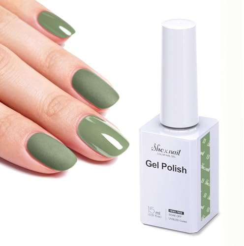 Olive Green Gel Nail Polish 15ml, Hema Free Soak Off UV LED Gel Polish
