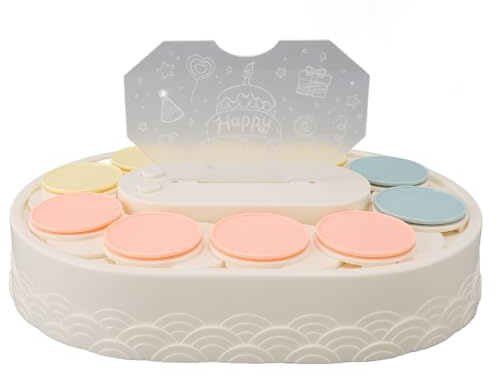 HEEPDD Turntable Cupcake Display Stand with Music LED, 360° Motorized Rotating, Acrylic and ABS, 12.1x8.7x2.5 Inch, Battery Powered, 12 Serving Trays