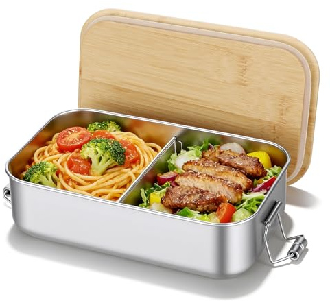 AiQInu Porta Pranzo in Acciaio Inox, 700ML Lunch Box con Partizione Rimovibile, Schiscetta Pranzo, Senza BPA, Portapranzo Bento Box per Lavoro, Scuola e Picnic