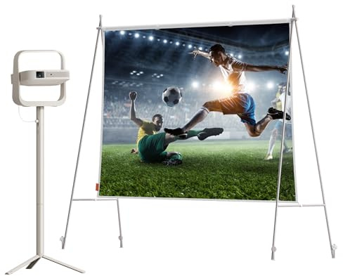 XGIMI Elfin Flip Plus Beamer mit PowerBase Standfuß & 70 Outdoor-Leinwand | 500 ISO-Lumen, 1080p Full HD, Google TV & Netflix, 4.000:1 EBL-Kontrastverhältnis, ISA-Technologie, 2x 3W Lautsprecher