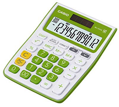 Casio MJ-12VCb-GN 300 Schritte Prüfen & Korrigieren Bunte Tischrechner (Grün)