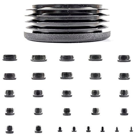 55mm Plastic End Caps, Black Round Tube Inserts, Pack of 4 (See Second Image for Ordering Guide) - Made in Germany