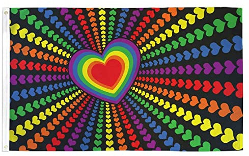 SHATCHI Drapeau lesbienne arc-en-ciel de 1,5 x 0,9 m - Décoration de mariage - Gay Pride Love