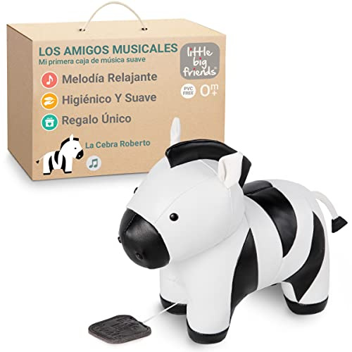 Little Big Friends Musical Friends | Musikalisches Schnurzug-Spielzeug für Babys | Besonderes Stofftier | Leicht zu reinigen | hypoallergen | Robert das Zebra