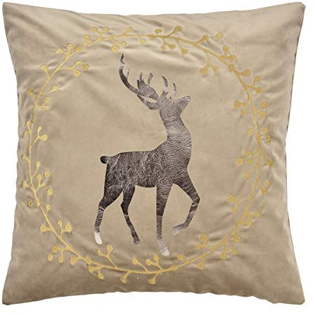 pad - Wreath - Kissen, Zierkissen, Kissenhülle - Hirsch - Taupe, Beige - 50 x 50cm - ohne Füllung