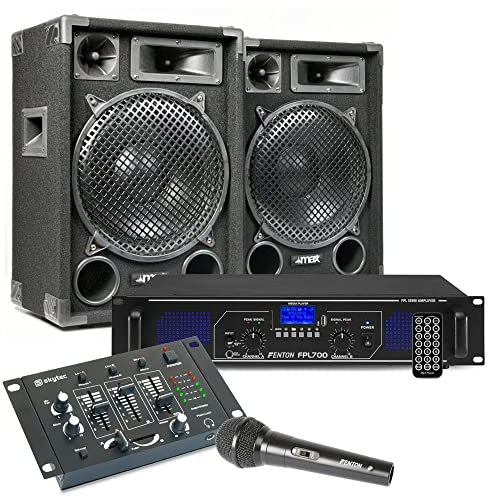MAX12 DJ-Set mit Lautsprechern, Verstärker und Mischpult - 1400 W
