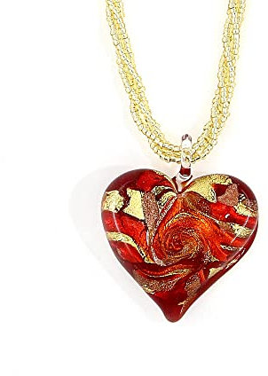 Venetiaurum - Collier pour Femme avec Coeur en Verre de Murano Original et Argent 925 - Bijou certifié Made in Italy