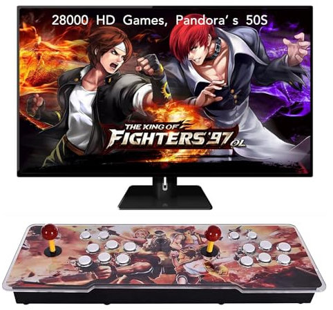 FVBADE [26800 Giochi in 1 40S Pandora Box Console di gioco arcade per PC e proiettore e TV, giochi 3D 1-4 giocatori Doppio joystick Lista preferiti Categoria di gioco