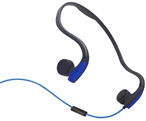 Bone Conduction Headphones, Open-Ear Wired Bone Conduction Outdoor Headphones, Noise Reduction with Mic, for Running, Sports, Fitness,Blue