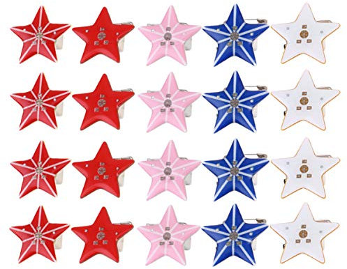 STOBOK 25 Pcs LED Broches Broche Broche Étoile Clignotante Étoiles De Revers Insignes Brillent dans Lobscurité des Faveurs De Fête Pull Écharpe Broche pour La Saint Valentin Noël
