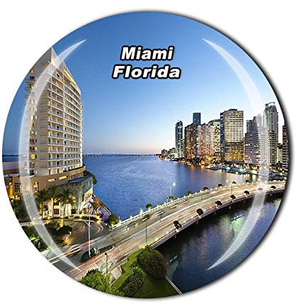 3D Miami Florida USA Kühlschrankmagnet Souvenir Kristallglas Magnet Reise-Souvenir Sammlung Geschenk Zuhause Küche Dekoration