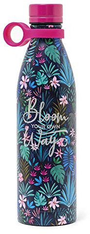 Legami - Hot&Cold, botella térmica 800 ml, diámetro 8 cm, ligera y resistente, cierre hermético, mango de silicona extraíble, variante Flora, sin BPA ni ftalatos