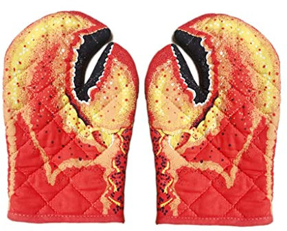 MagiDeal Maison Lobster Claw Mitaines de Four Résistant À La Chaleur Cuisine Gants Doublure en Coton avec Boucle de Pince de Crabe des Gants pour la