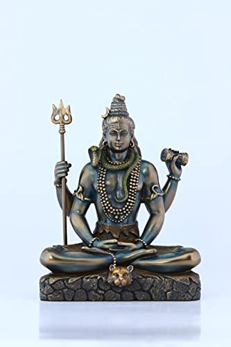 Shiva-Statue, 15,2 cm, gebundene Bronze, Meditierender Herr Shiva Idol, Shiv, Siva, Adiyogi. Hindu-Gott des Yoga, Tanz, Kunst, Meditation, Zeit und Zerstörung