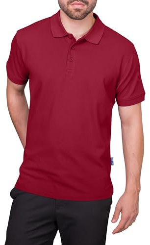HRM Premium Polo Shirt, Bordeaux, 5XL - 100% Baumwolle, Basic Polohemd, Hochwertige & nachhaltige Herren-Bekleidung, Workwear