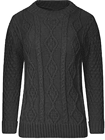 FAIRY TRENDZ LTD Damen Strickpullover mit Zopfmuster, Größe 36-46, Diamantmuster, anthrazit, 38-40