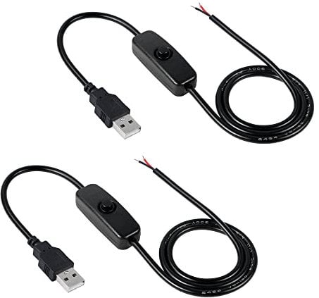 GELRHONR Cavo USB con Interruttore ON/OFF (1M/39 Pollici),Compatibile per Registratore di Guida, Ventola USB, Strisce LED, Lampada da Tavolo a LED-2PCS