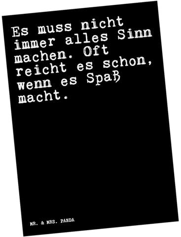 Mr. & Mrs. Panda Postkarte Es muss nicht immer... - Geschenk, Fotokarte, Sinnhaftigkeit, Spruch Sprüche Weisheiten Zitate Lustig Weisheit Worte, Sinn des Lebens, Postkarten, Spass, Ansichtskarte