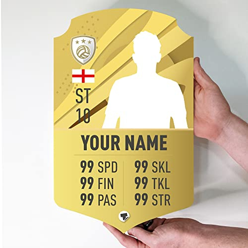 Personalised Football Cards Make Your Own Customised Player Stats Gift (58cm x 37cm, Gold Personalised Stats Card)