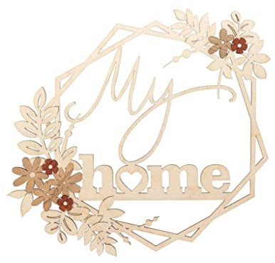 Kuhnert Fensterbilder/Zierschmuck - Holzdekoration mit aufgesetztem Edelholzfurnier - Motiv: My Home - Maße: 16 x 22 cm - Made in Germany