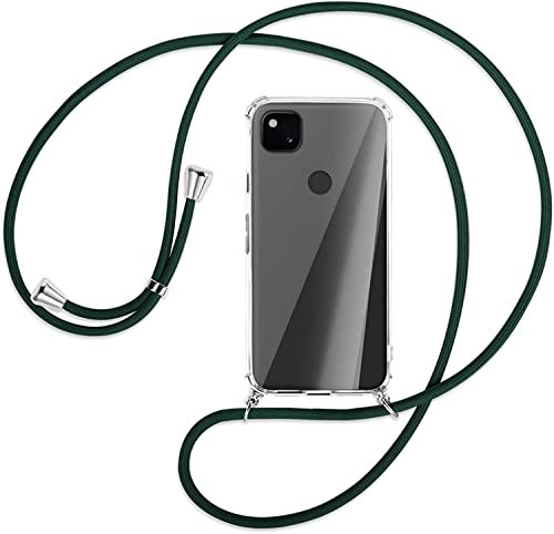 Handykette kompatibel mit Google Pixel 4a 5G Hülle,Handyhülle Transparent Silikon Schutzhülle - Necklace Hülle mit Band Handy-Kette Case mit Necklace Schnur mit Kette zum Umhängen Case,Dunkelgrün