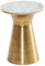 FineBuy Beistelltisch Echter Marmor Weiß 35x35x45 cm Anstelltisch Metall Gold, Kleiner Sofatisch Rund, Wohnzimmertisch Couch Modern, Couchtisch Hoch
