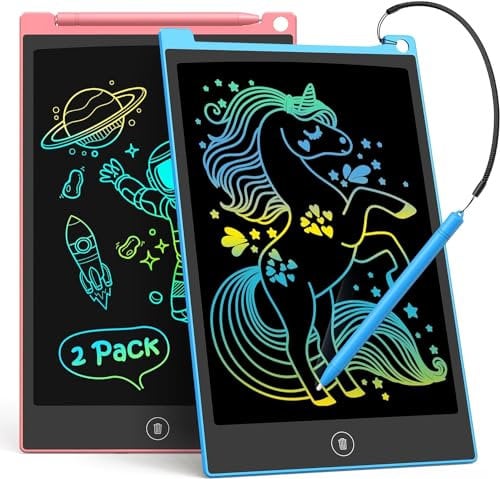 TECJOE 2-Pack LCD Schreibtablett, 10-Zoll buntes Doodle Board für Kinder, elektronische Zeichnung Tablet Zeichnung Pads, Geschenke für 3–6-Jährige (Blau und Rosa)