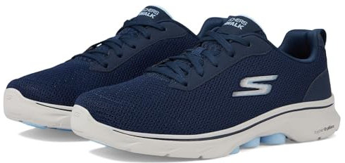 Skechers Damen Go Walk 7 Clear Path, Navy Textile/Light Blue Trim, 39 EU
