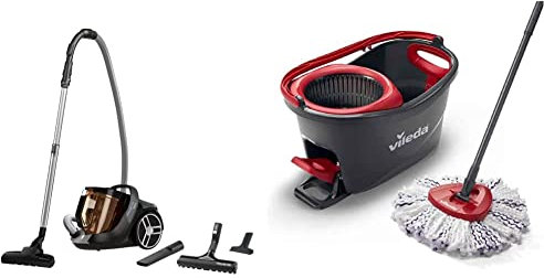 Rowenta Silence Force Cyclonic Aspirateur sans Sac, Aspirateur traineau, Performant, Silencieux, Elégant, Capacité 2,5 L & Vileda Turbo 3en1 - Kit Complet Lavage Sol