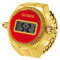 JewelryWe Ringuhr Fingeruhr Damen Digitaluhr - Gold Runde Digital Elastisch Edelstahl Ring Uhr Frauen Fingerringuhr Uhrenring mit Kalender, Stoppuhr und Rot Zifferblatt