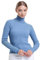 alsestudio Women`s Turtle Neck Jumper Premium Quality Silk Touch Long Sleeve Soft Ribbed Pullover Essential Knitted Roll Neck Sweaters Blue, L