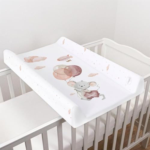 Wickelunterlage für Babys, harte Unterseite, 70 x 50 cm, passend für 120 x 60 cm, unisex, keilförmig, Anti-Roll-Windel, Neugeborene, Baby, wasserdichte Wickelunterlage mit erhöhten Kanten (Maus)