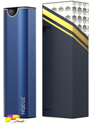 HQEUZ Tablettenbox 7 Tage tägliche Pillendose Wochenbox Aluminium tragbare Tablettendose Große Medikamentenbox Pillen-Organizer für Vitaminen, Medikamenten, Pillen, Nahrungsergänzungsmitteln, Blau