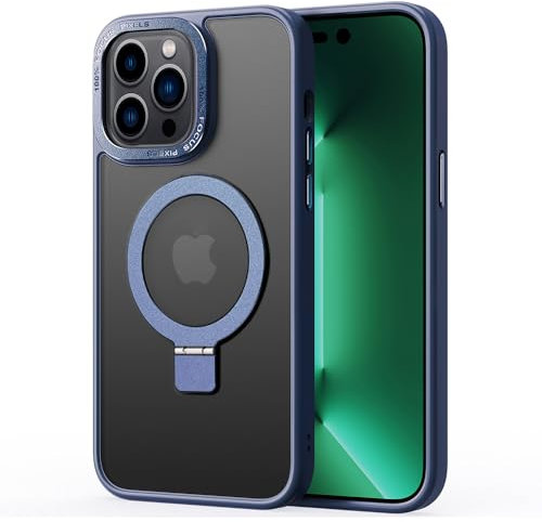 2NSPDRGNI Magnetisch Hülle für iPhone 12/iPhone 12 Pro,Durchscheinende Matt Schutzhülle Magnetring Handyhülle mit Unsichtbar Ständer,Blau