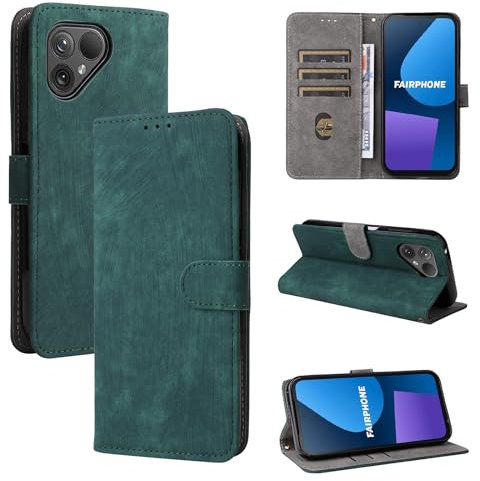 BELLA BEAR Handyhülle Fairphone 5 5G, Fairphone 5 5G Hülle, [RFID Blocking Technology], Kickstand-Hülle, Brieftasche für Fairphone 5 5G-Grün