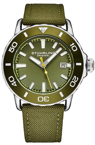 Stuhrling Original Voyager Herren-Armbanduhr, Nylonband, wasserabweisend, Quarz, 44 mm